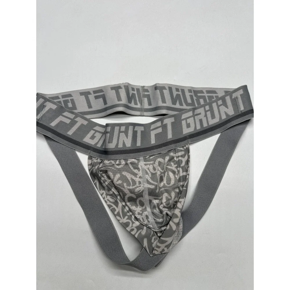 FT Grunt Men's Gray Jockstrap Underwear Graffiti Design‎ Boxer Briefs
